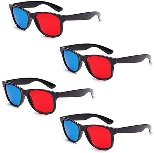 Brille glas 4er set rot - 3d-brille,